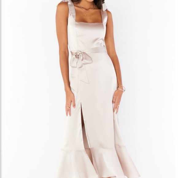 NWT Show Me Your Mumu Claire Midi - Show Me the Ring Luxe Satin- Size L - Picture 3 of 7